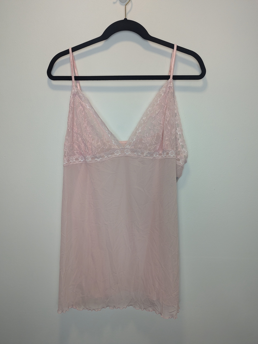 Frederick's of Hollywood Pink Lace-Trim Babydoll Chemise XXL Nightie Lingerie